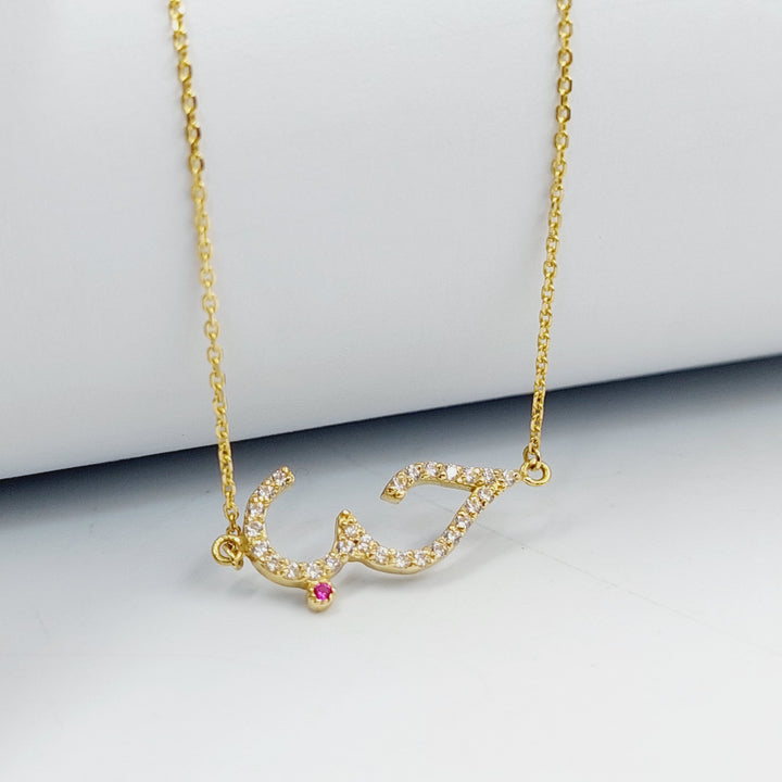 18K Gold Zircon Studded Love Necklace by Saeed Jewelry - Image 1