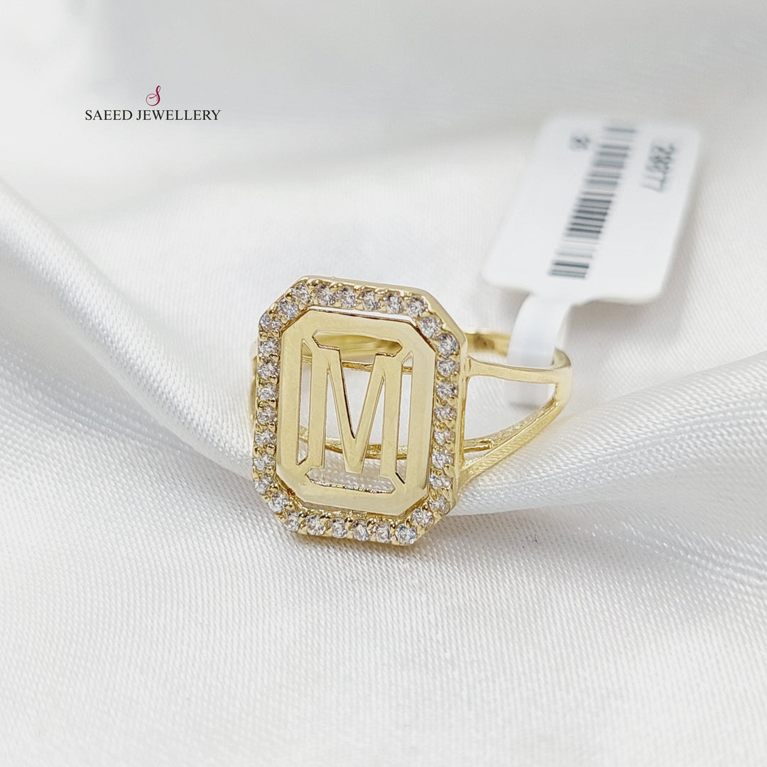 18K Gold Zircon Studded M Letter by Saeed Jewelry - Image 3