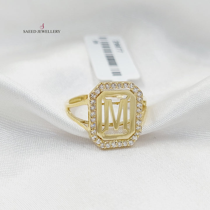 18K Gold Zircon Studded M Letter by Saeed Jewelry - Image 4