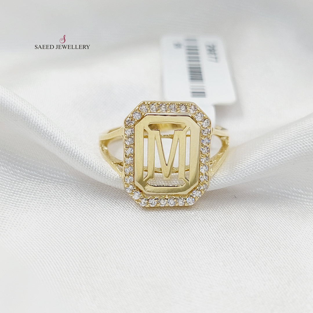 18K Gold Zircon Studded M Letter by Saeed Jewelry - Image 1