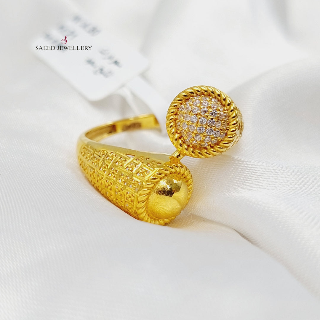 21K Gold Zircon Studded Malaysian Ring by Saeed Jewelry - Image 2