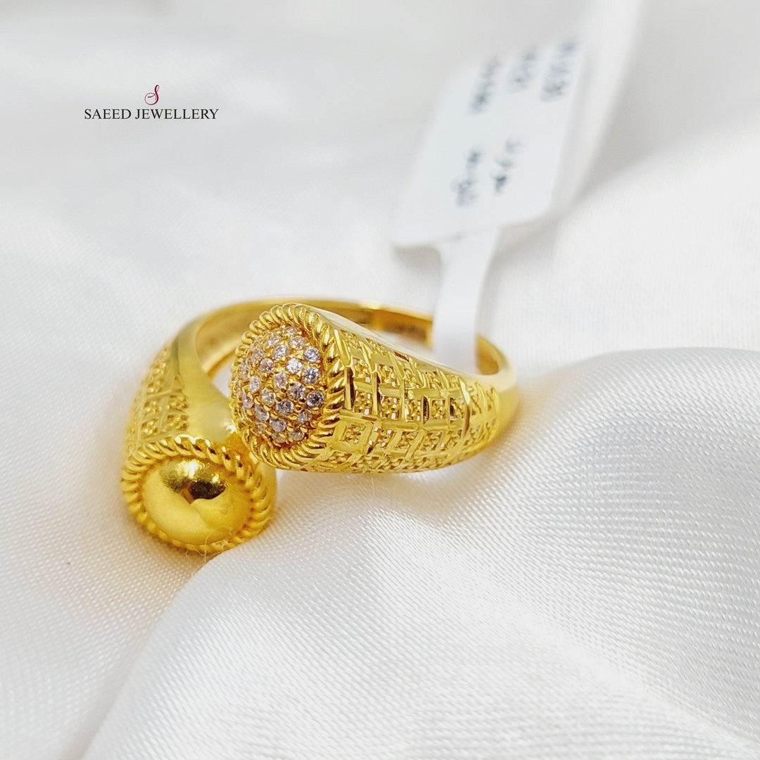 21K Gold Zircon Studded Malaysian Ring by Saeed Jewelry - Image 3