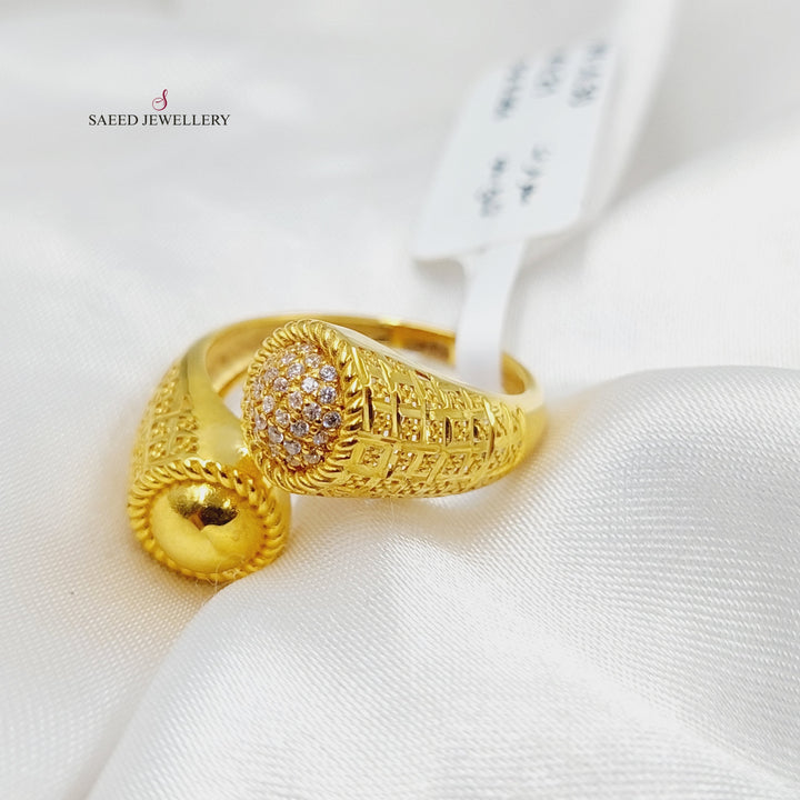 21K Gold Zircon Studded Malaysian Ring by Saeed Jewelry - Image 3