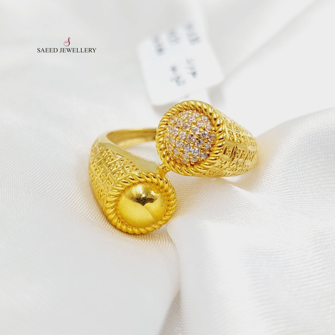 Zircon Studded Malaysian Ring  Made Of 21K Yellow Gold by Saeed Jewelry-29948