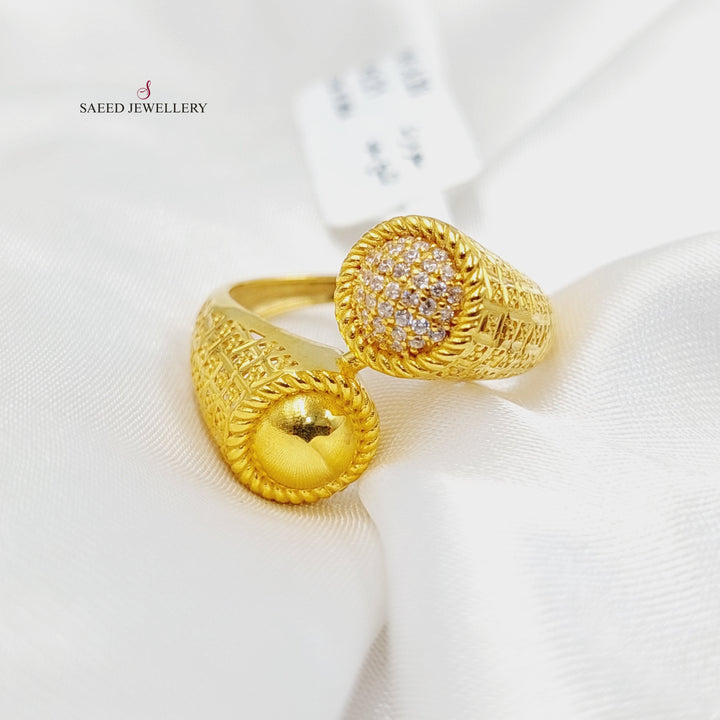 21K Gold Zircon Studded Malaysian Ring by Saeed Jewelry - Image 1