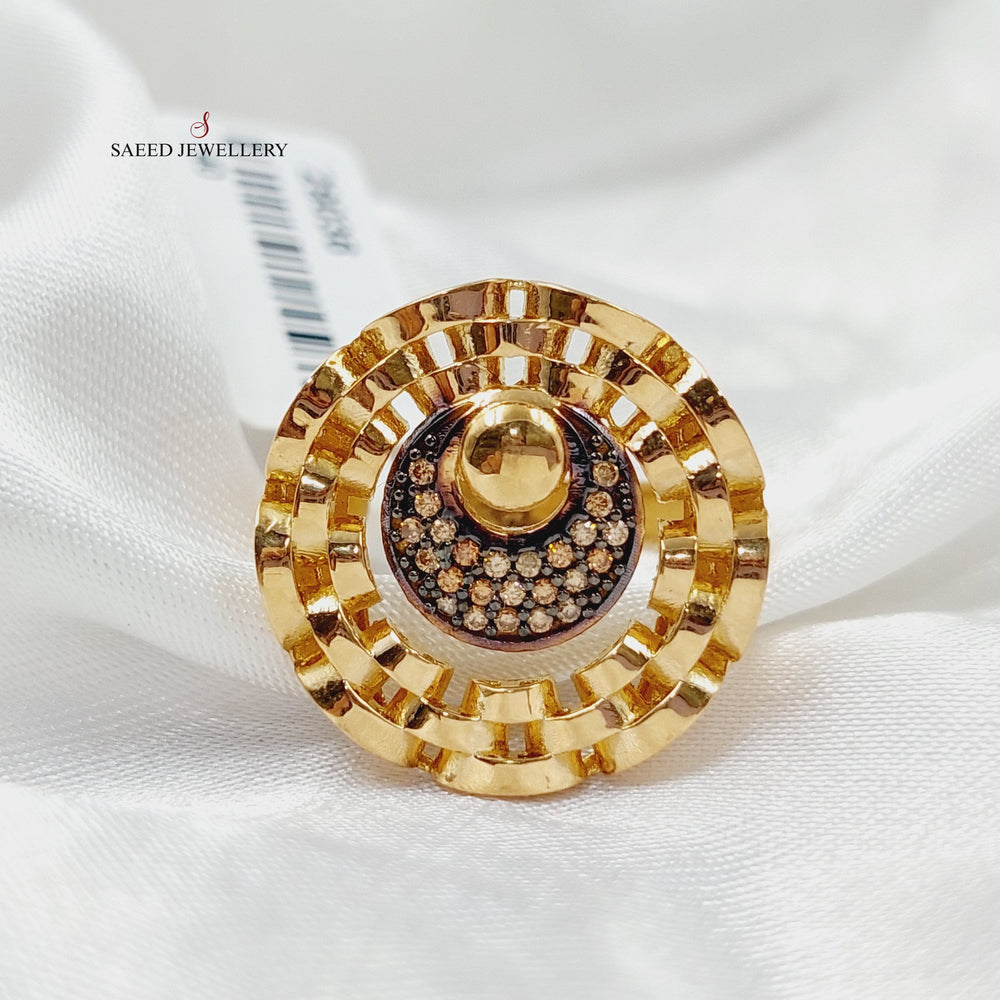 21K Gold Zircon Studded Moon Ring by Saeed Jewelry - Image 2