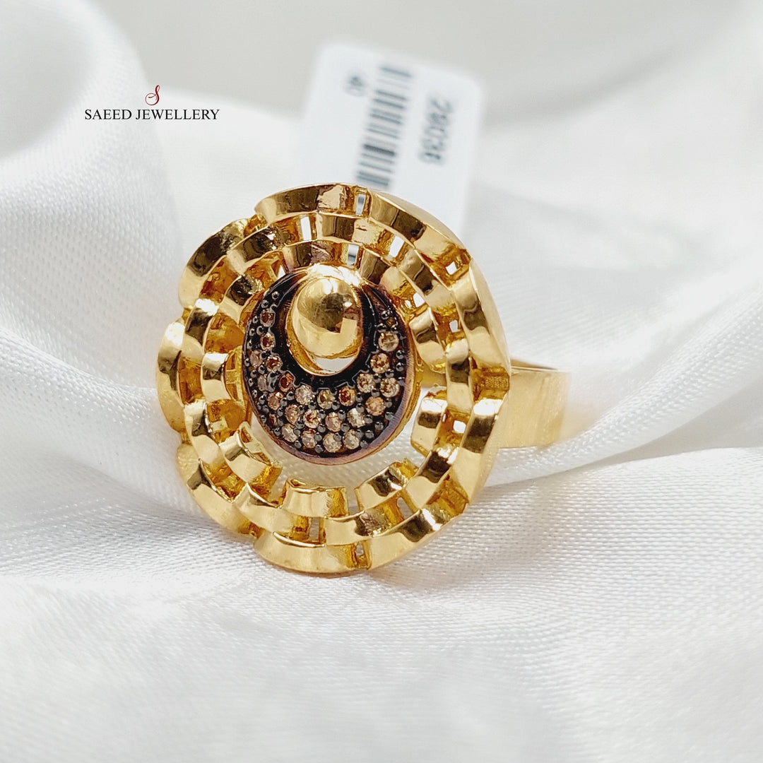 21K Gold Zircon Studded Moon Ring by Saeed Jewelry - Image 3