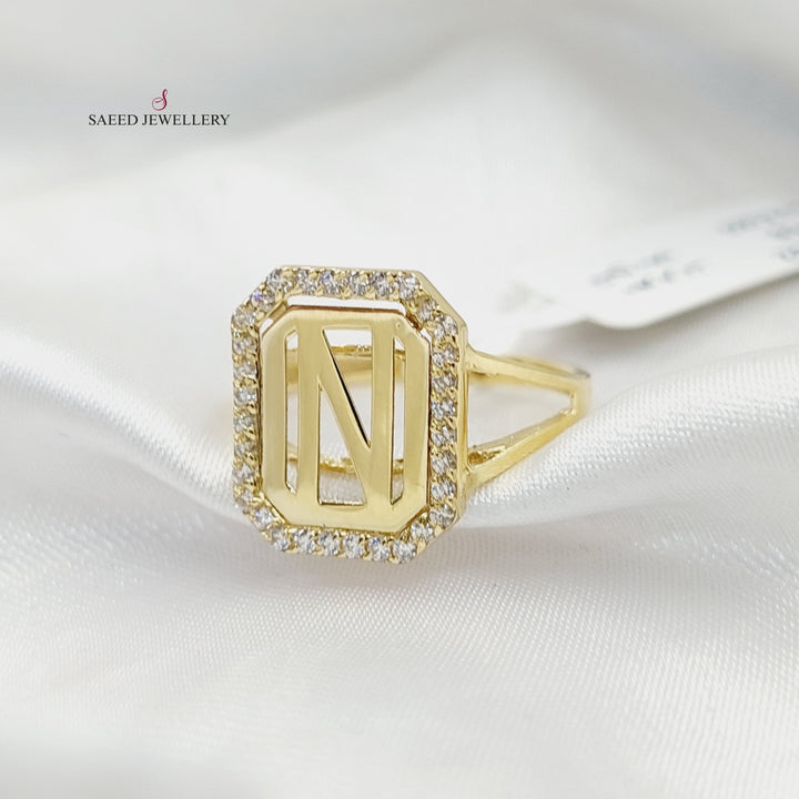 18K Gold Zircon Studded N Letter by Saeed Jewelry - Image 3