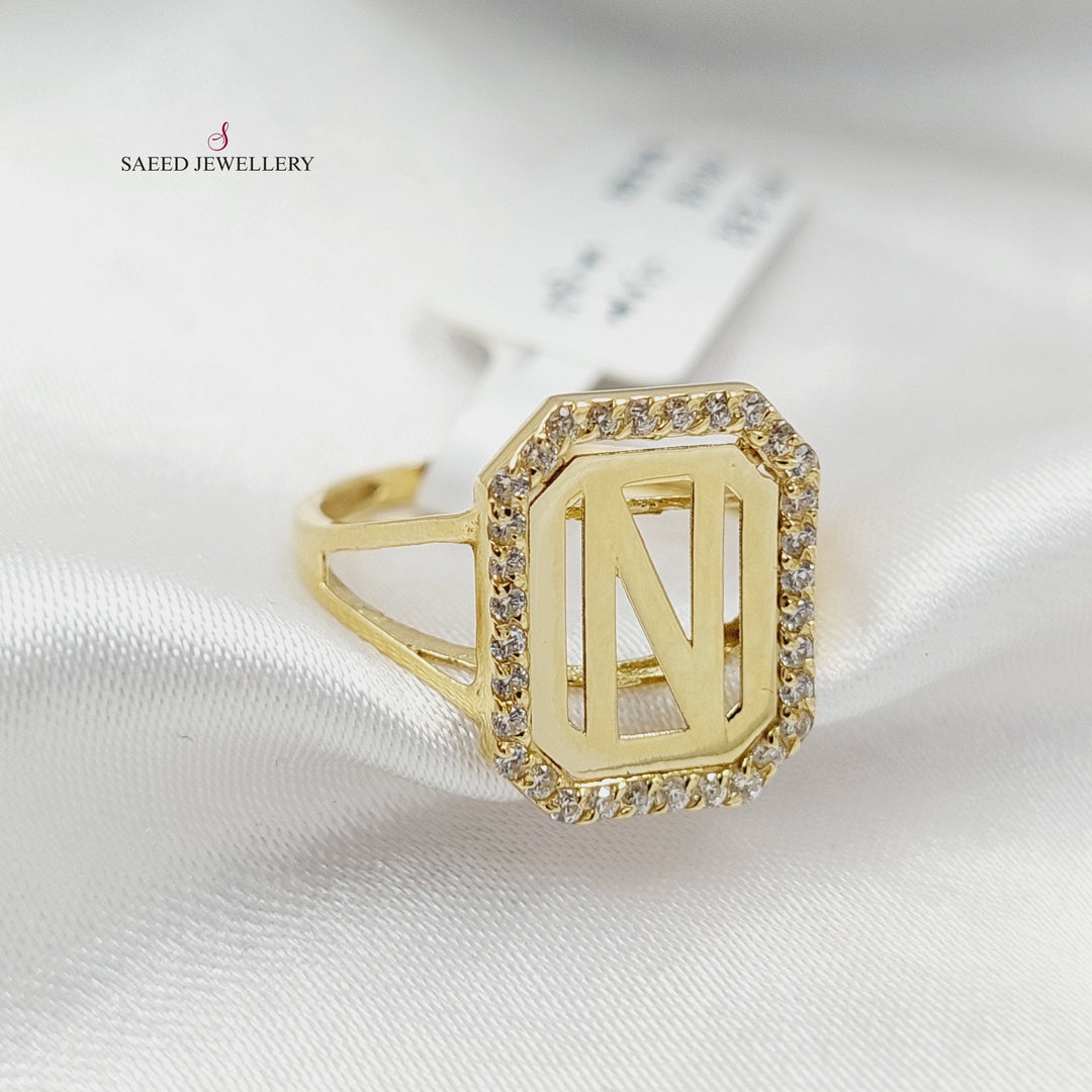 18K Gold Zircon Studded N Letter by Saeed Jewelry - Image 1