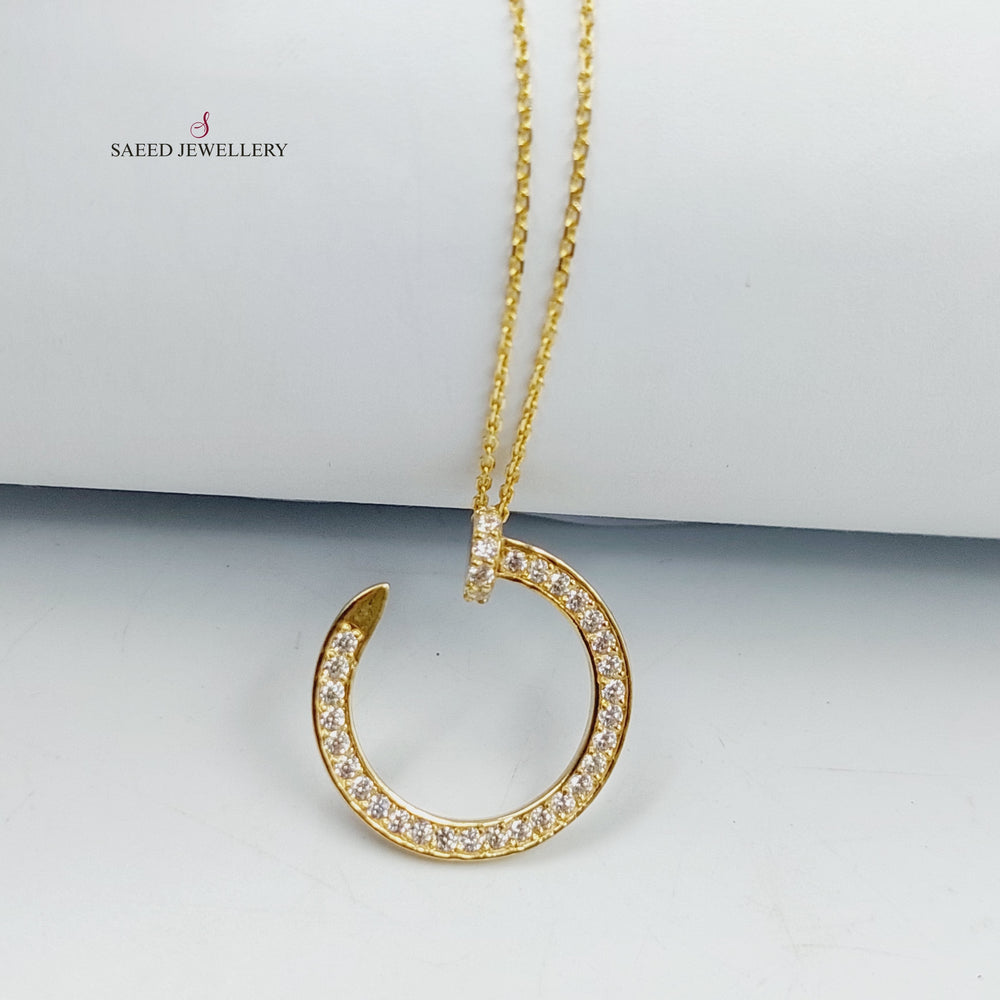 18K Gold Zircon Studded Nail Necklace by Saeed Jewelry - Image 2