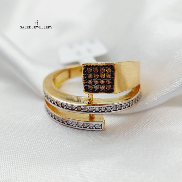 21K Gold Zircon Studded Nail Ring by Saeed Jewelry - Image 2