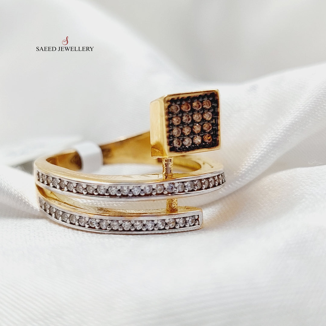 21K Gold Zircon Studded Nail Ring by Saeed Jewelry - Image 1