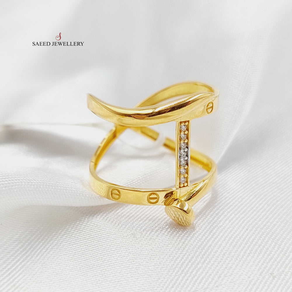 21K Gold Zircon Studded Nail Ring by Saeed Jewelry - Image 2