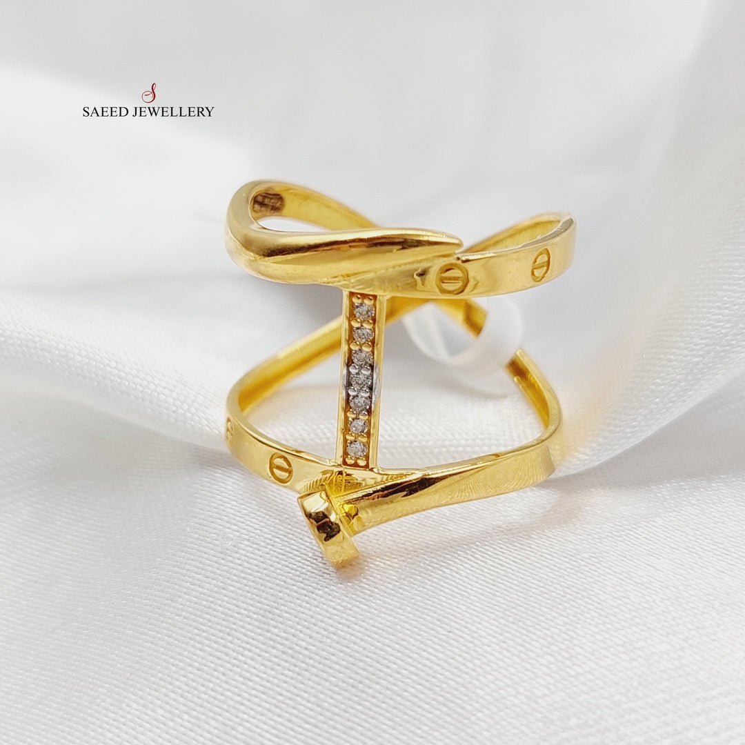 21K Gold Zircon Studded Nail Ring by Saeed Jewelry - Image 3