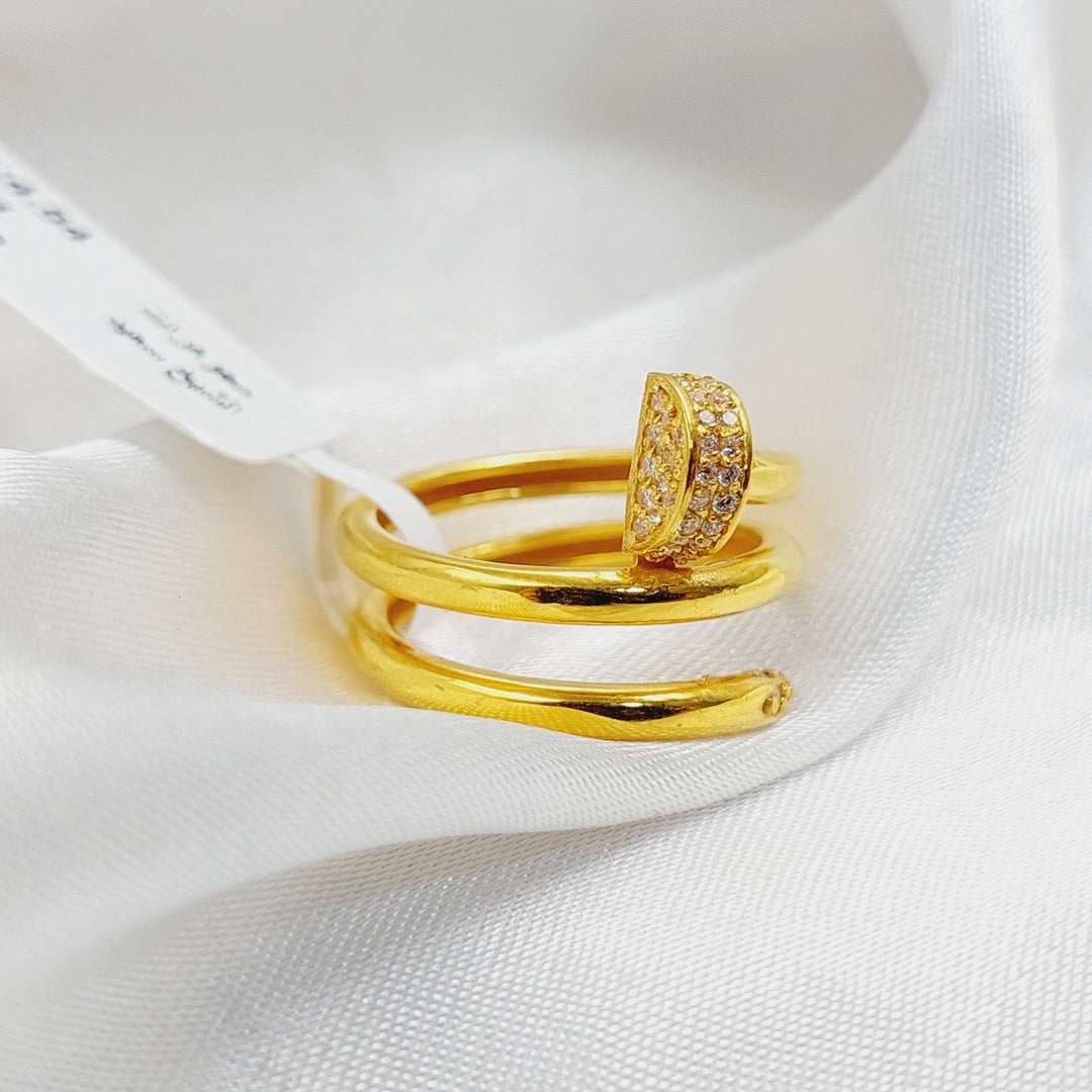 21K Gold Zircon Studded Nail Ring by Saeed Jewelry - Image 1