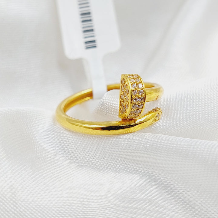 21K Gold Zircon Studded Nail Ring by Saeed Jewelry - Image 3