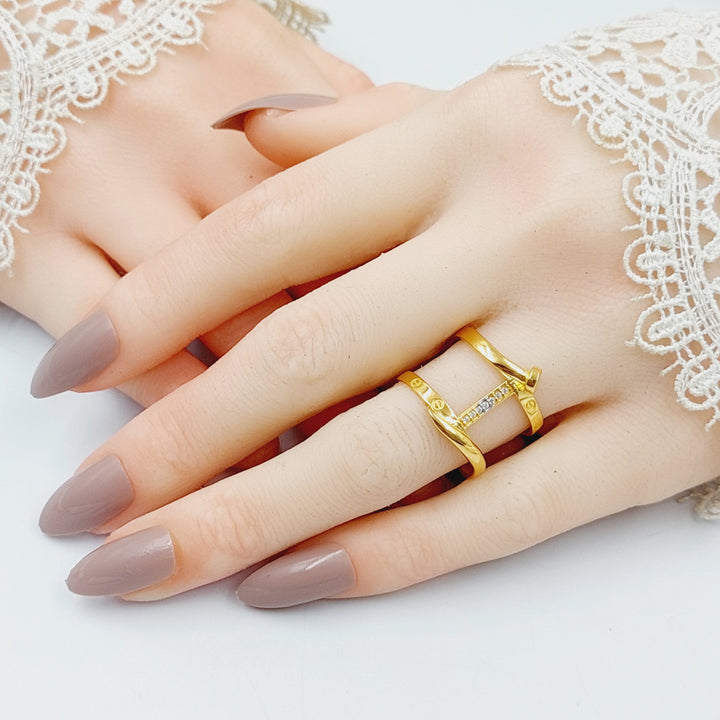 21K Gold Zircon Studded Nail Ring by Saeed Jewelry - Image 2