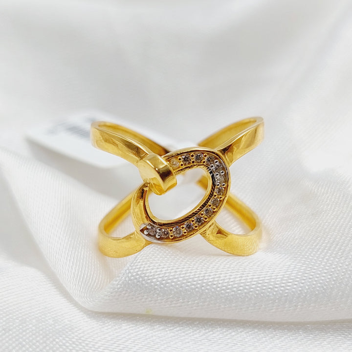 21K Gold Zircon Studded Nail Ring by Saeed Jewelry - Image 3