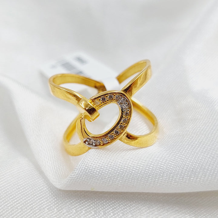 21K Gold Zircon Studded Nail Ring by Saeed Jewelry - Image 4