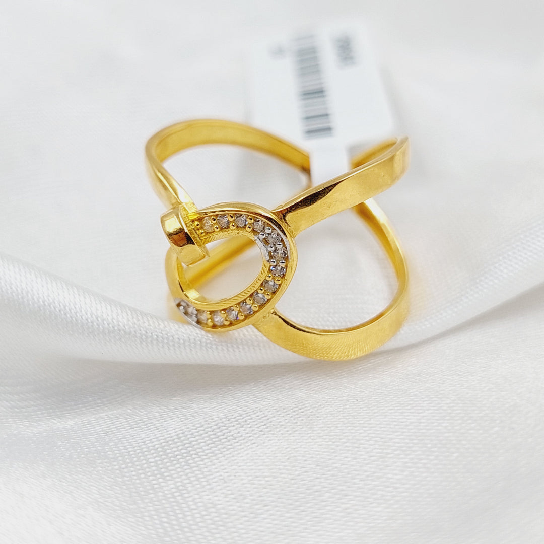 Zircon Studded Nail Ring  Made Of 21K Yellow Gold by Saeed Jewelry-29848
