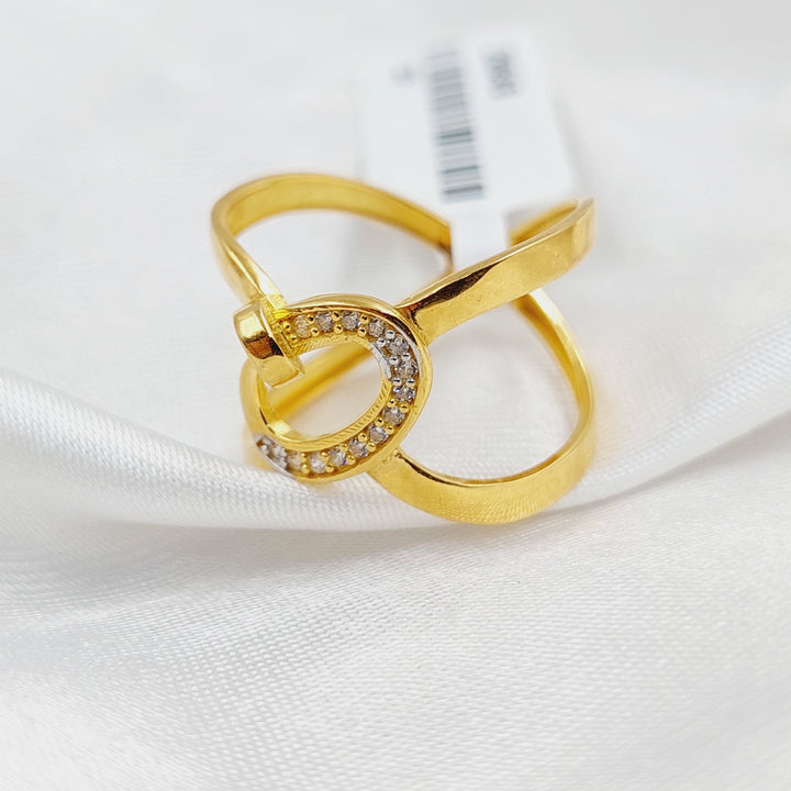 Zircon Studded Nail Ring  Made Of 21K Yellow Gold by Saeed Jewelry-29848