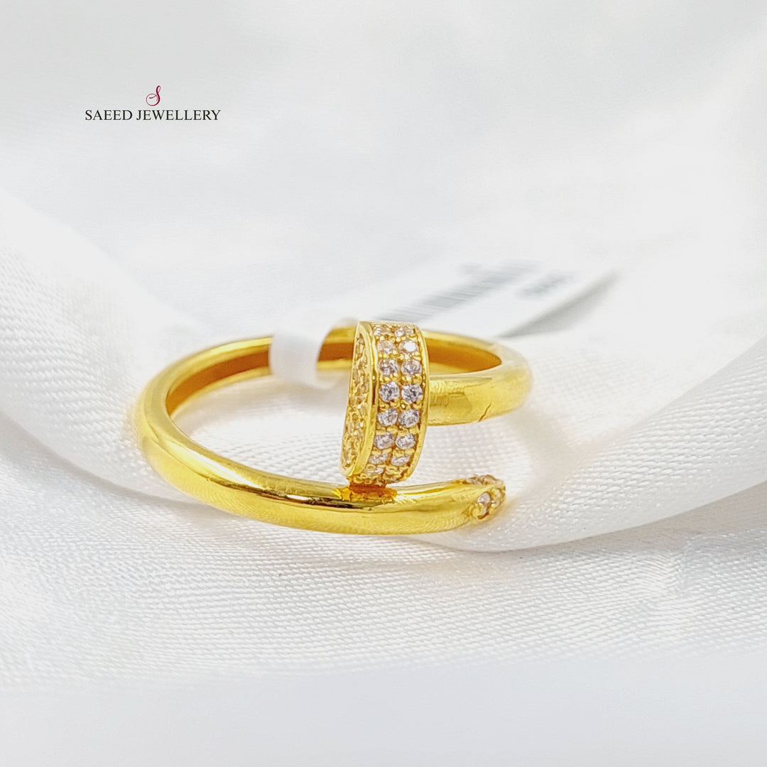 21K Gold Zircon Studded Nail Ring by Saeed Jewelry - Image 5