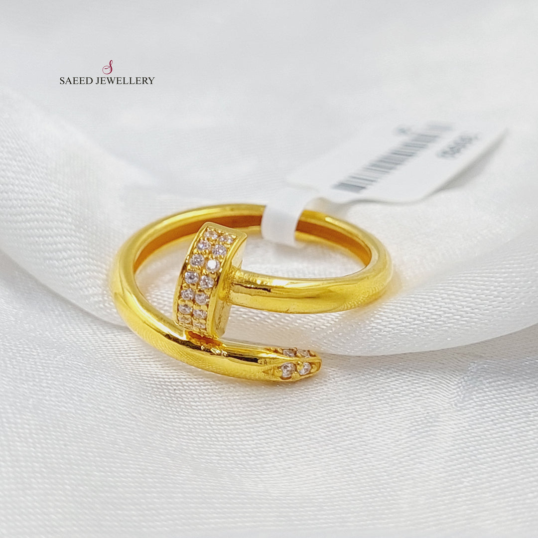 21K Gold Zircon Studded Nail Ring by Saeed Jewelry - Image 8