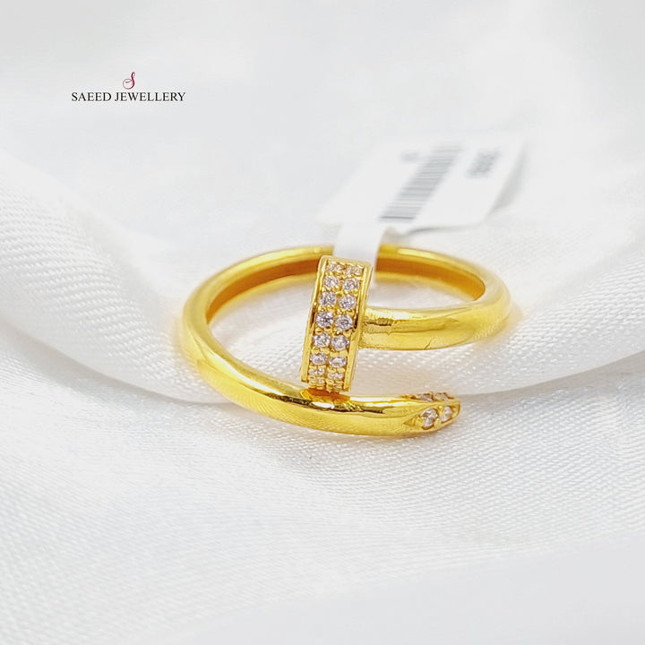 21K Gold Zircon Studded Nail Ring by Saeed Jewelry - Image 1