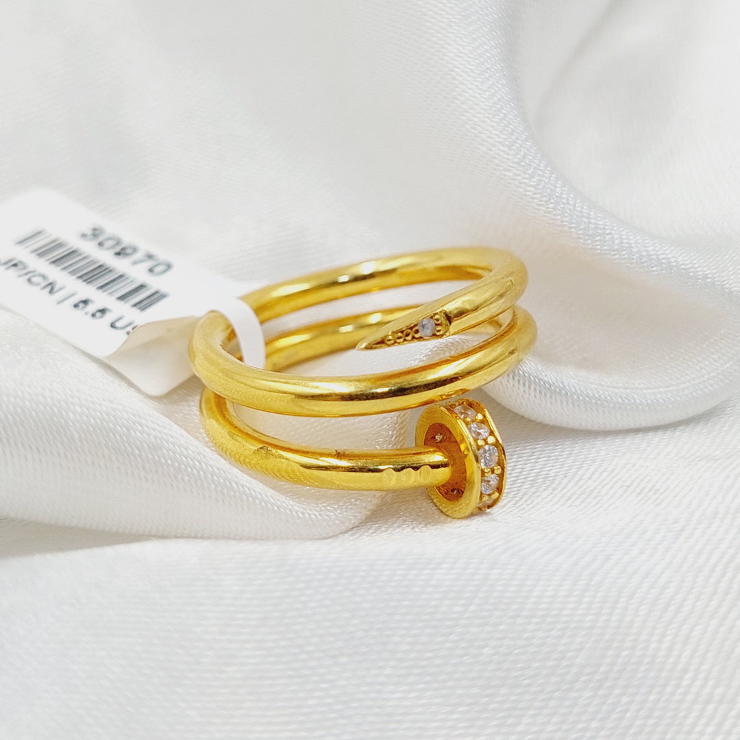Zircon Studded Nail Ring  Made of 21K Yellow Gold by Saeed Jewelry-30970