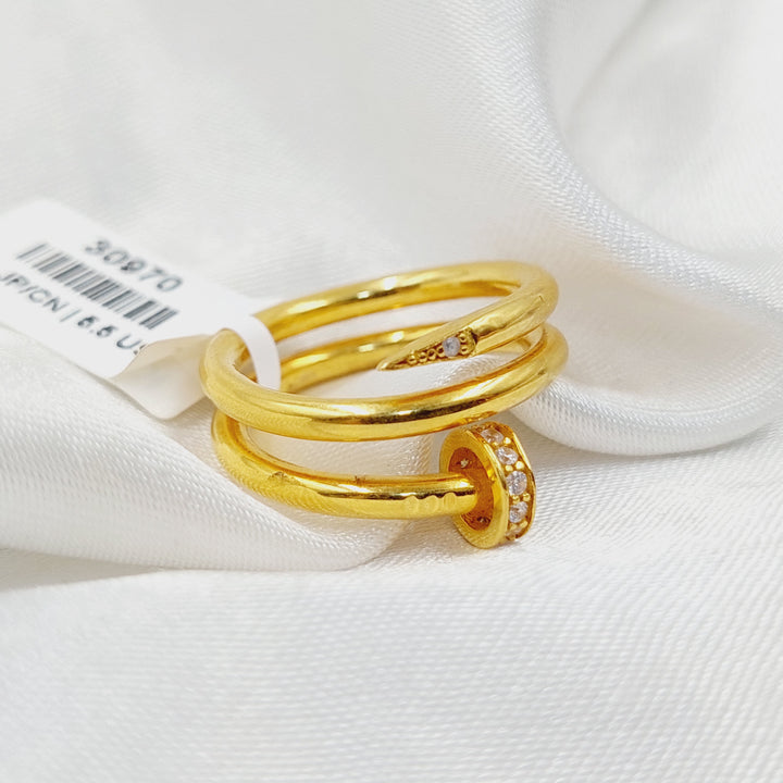 Zircon Studded Nail Ring  Made of 21K Yellow Gold by Saeed Jewelry-30970