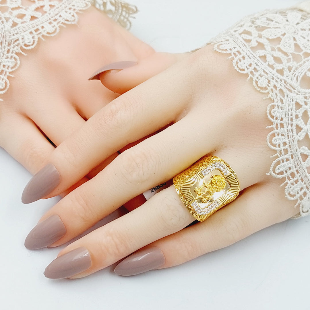 21K Gold Zircon Studded Ounce Ring by Saeed Jewelry - Image 2