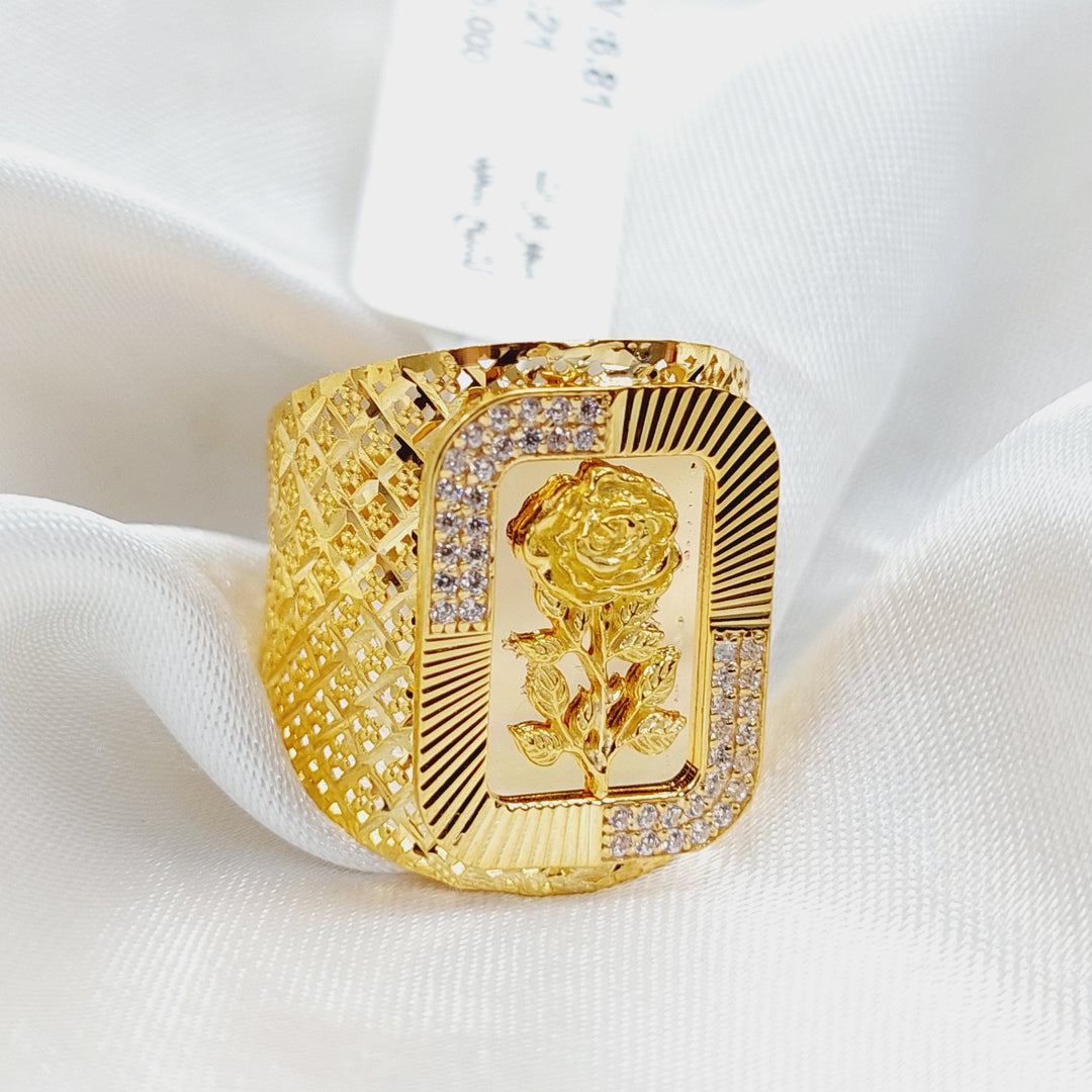 21K Gold Zircon Studded Ounce Ring by Saeed Jewelry - Image 3