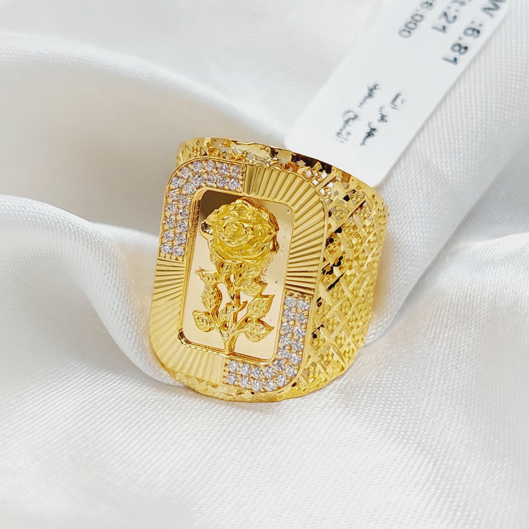 Zircon Studded Ounce Ring  Made Of 21K Yellow Gold by Saeed Jewelry-29833