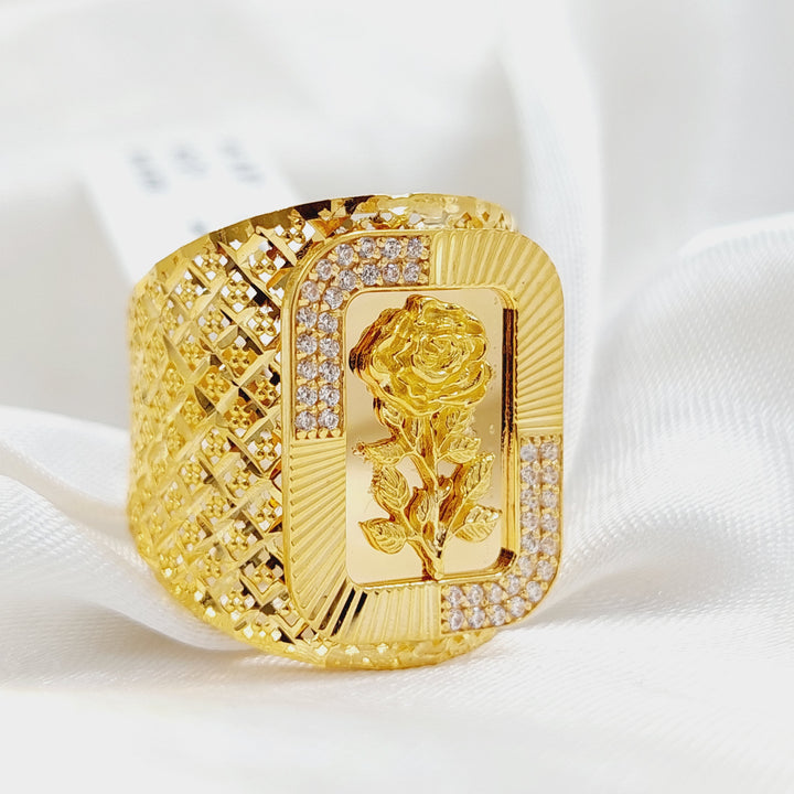 21K Gold Zircon Studded Ounce Ring by Saeed Jewelry - Image 1