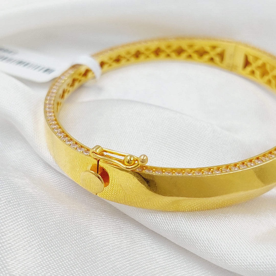 21K Gold Zircon Studded Oval Bangle Bracelet by Saeed Jewelry - Image 3