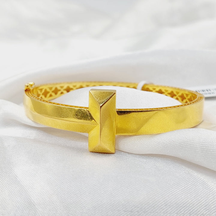 21K Gold Zircon Studded Oval Bangle Bracelet by Saeed Jewelry - Image 6
