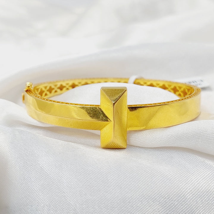 21K Gold Zircon Studded Oval Bangle Bracelet by Saeed Jewelry - Image 1
