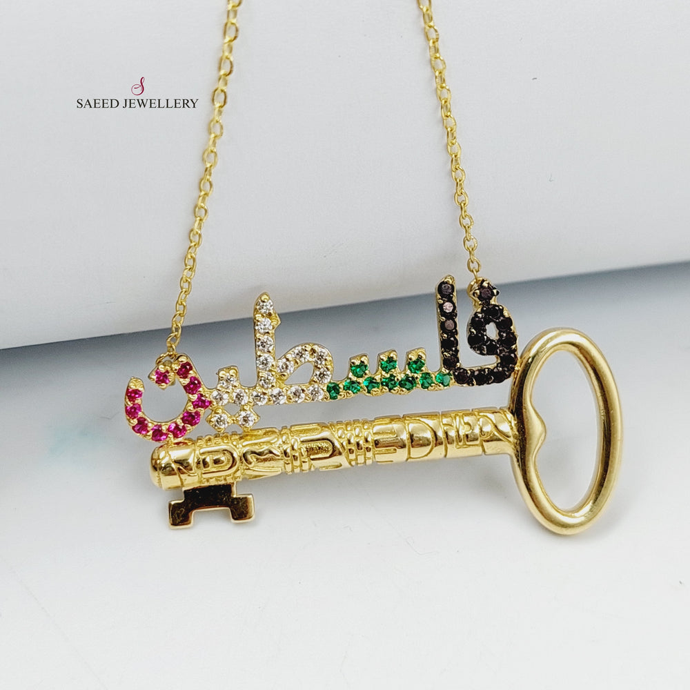 18K Gold Zircon Studded Palestine Necklace by Saeed Jewelry - Image 2