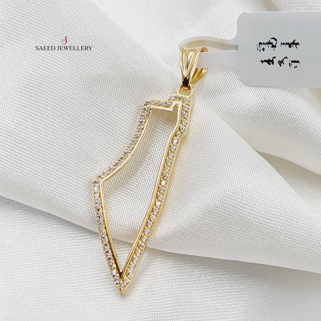 18K Gold Zircon Studded Palestine Pendant by Saeed Jewelry - Image 3