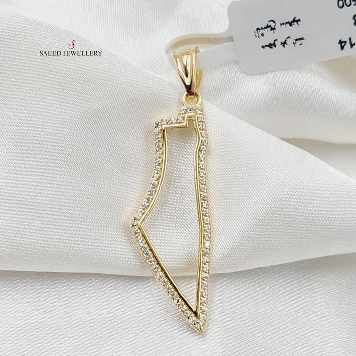 18K Gold Zircon Studded Palestine Pendant by Saeed Jewelry - Image 4