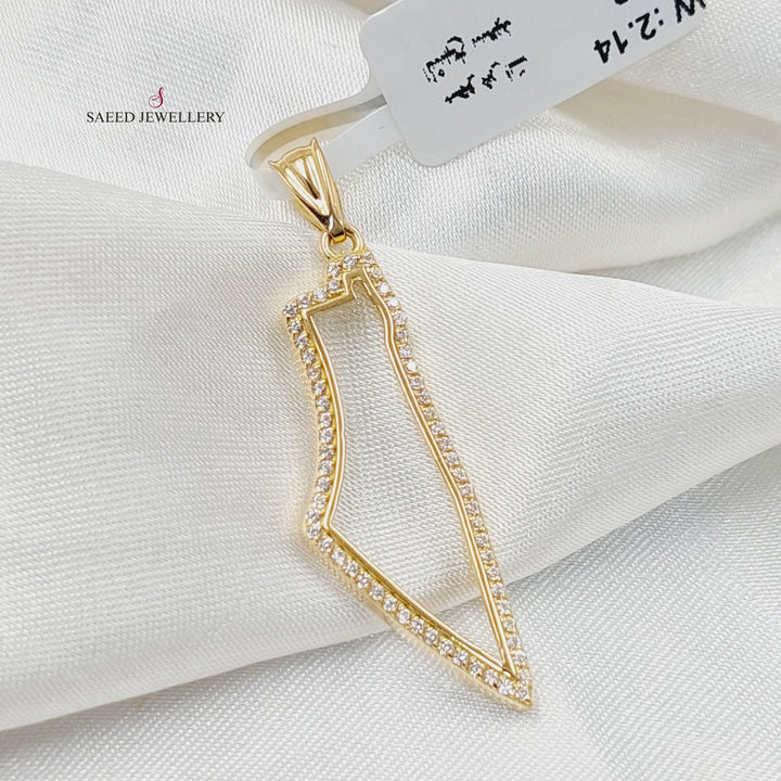 18K Gold Zircon Studded Palestine Pendant by Saeed Jewelry - Image 1