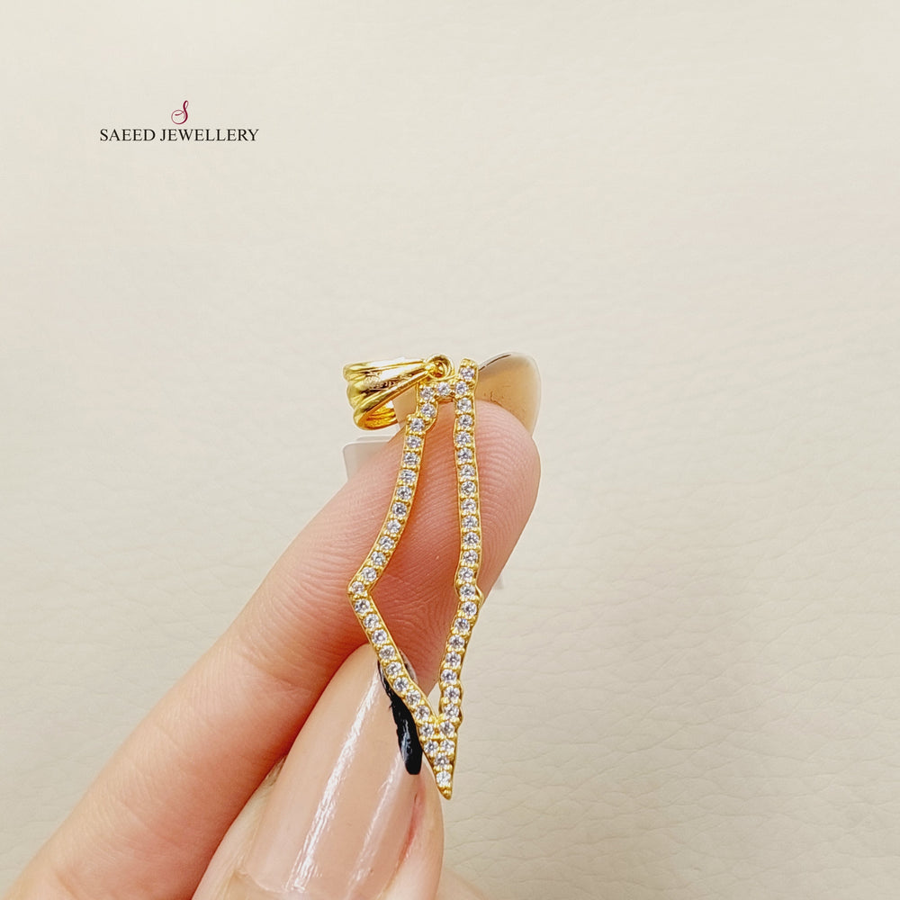 Zircon Studded Palestine Pendant  Made of 21K Yellow Gold by Saeed Jewelry-30818