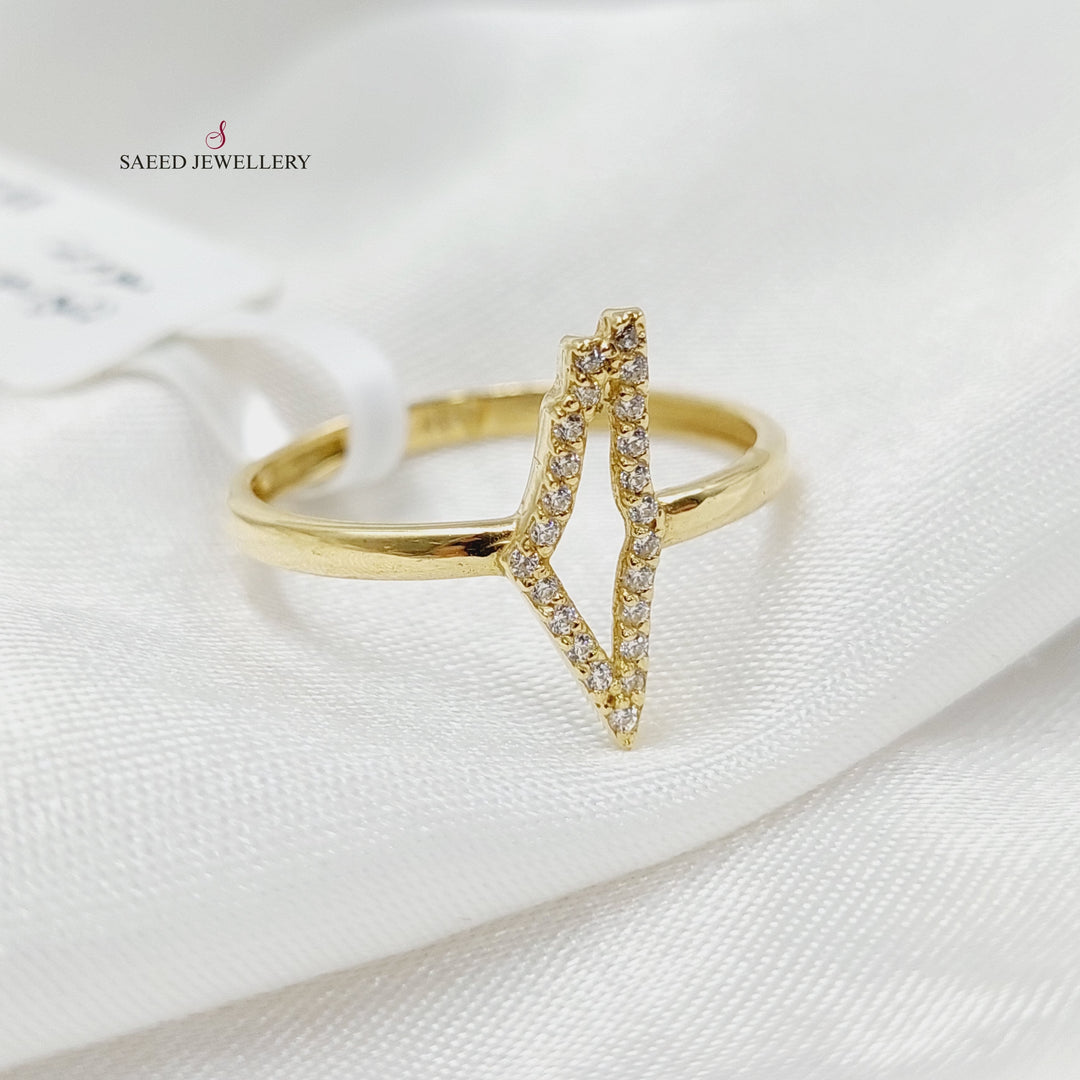 18K Gold Zircon Studded Palestine Ring by Saeed Jewelry - Image 9