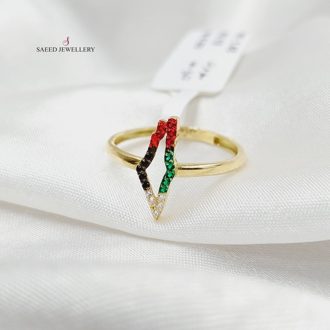 18K Gold Zircon Studded Palestine Ring by Saeed Jewelry - Image 8