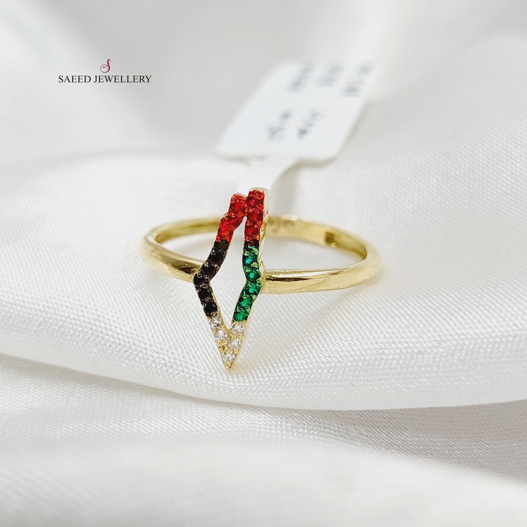 18K Gold Zircon Studded Palestine Ring by Saeed Jewelry - Image 9