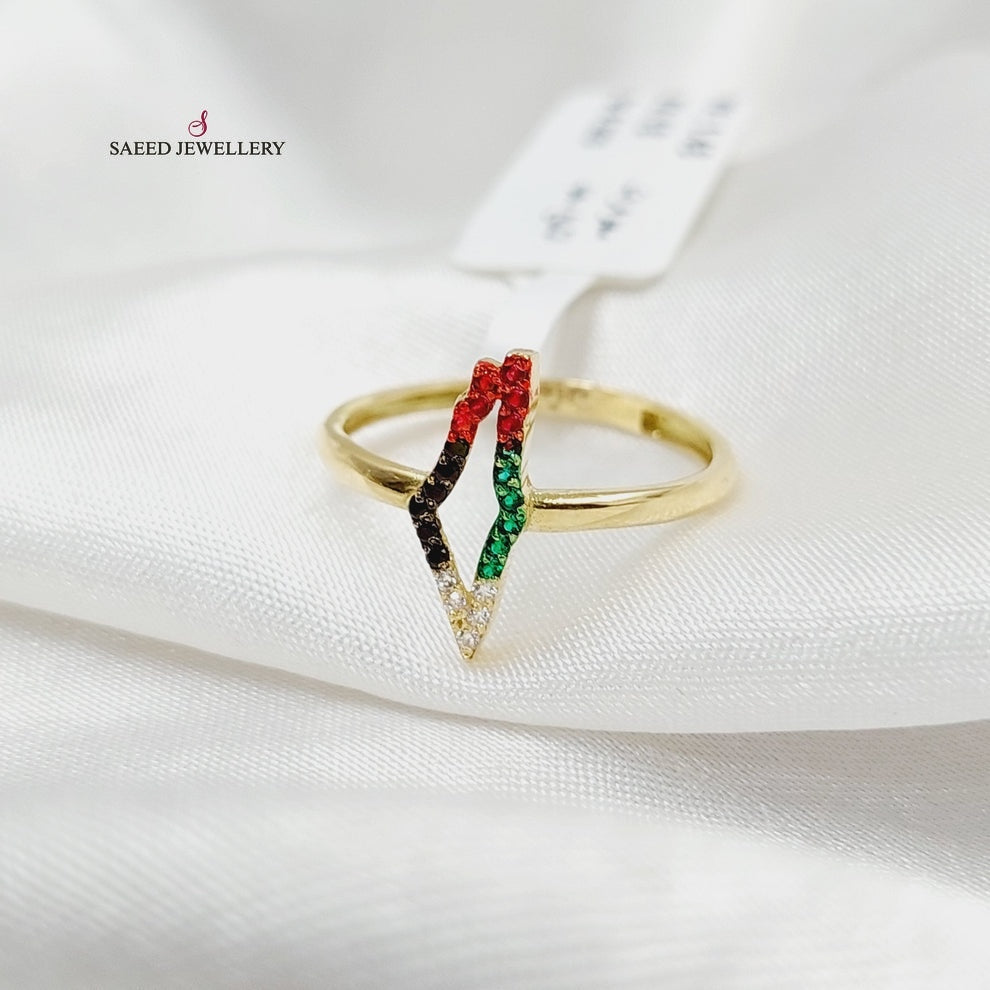 18K Gold Zircon Studded Palestine Ring by Saeed Jewelry - Image 6