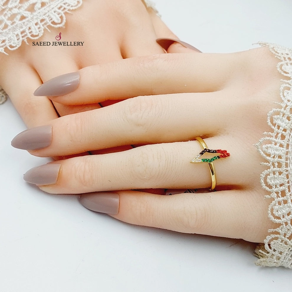 Zircon Studded Palestine Ring  Made Of 18K Yellow Gold by Saeed Jewelry-30118