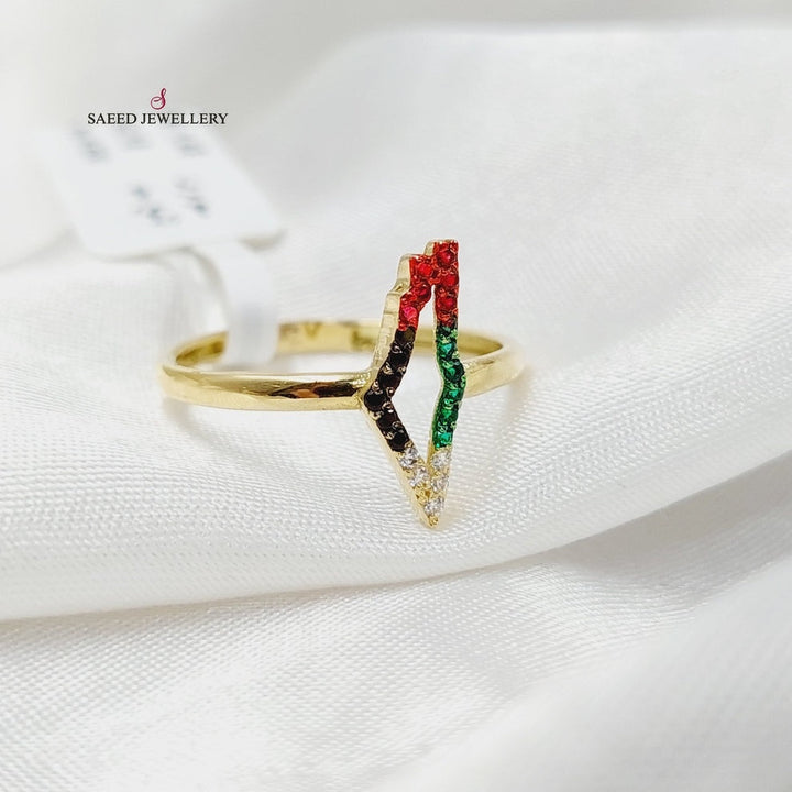 18K Gold Zircon Studded Palestine Ring by Saeed Jewelry - Image 3