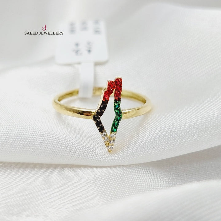 18K Gold Zircon Studded Palestine Ring by Saeed Jewelry - Image 1