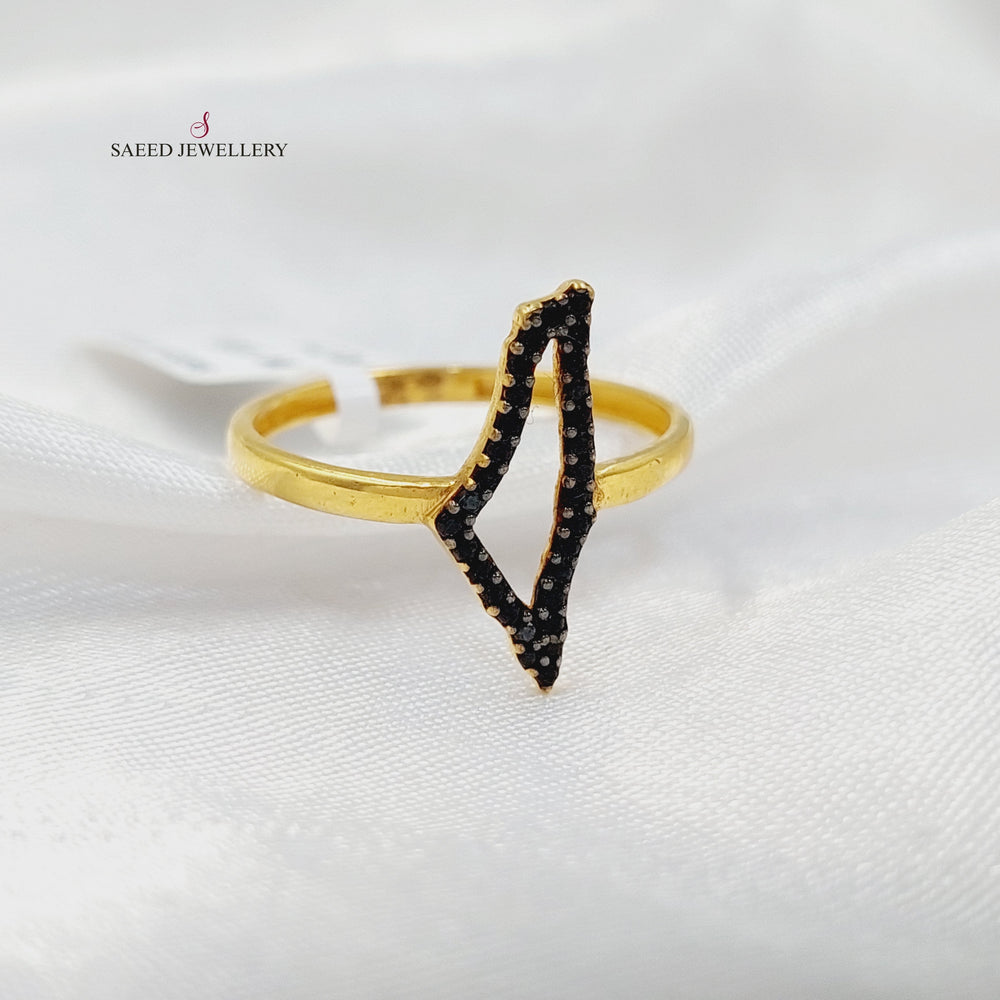 21K Gold Zircon Studded Palestine Ring by Saeed Jewelry - Image 2